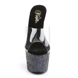 Pleaser Mules ADORE-701LG Trasparente/Nero Holo Glitter...