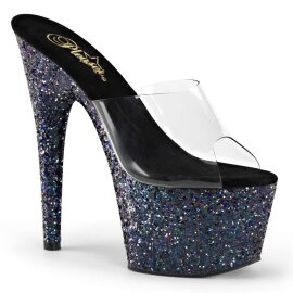 Pleaser Mules ADORE-701LG Trasparente/Nero Holo Glitter...