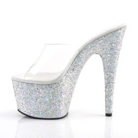 Pleaser Mules ADORE-701LG Trasparente/Argento Multi Glitter EU-35 / US-5