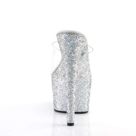 Pleaser Mules ADORE-701LG Trasparente/Argento Multi Glitter EU-35 / US-5