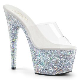 Pleaser Mules ADORE-701LG Trasparente/Argento Multi...