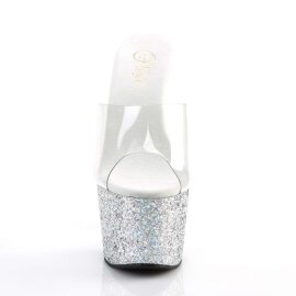 Pleaser Mules ADORE-701LG Trasparente/Argento Multi...