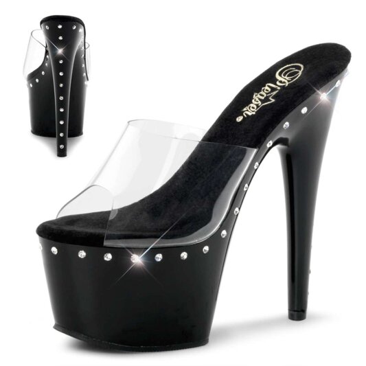 Pleaser Mules ADORE-701LS Trasparente/Nero EU-35 / US-5