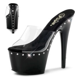 Pleaser Mules ADORE-701LS Trasparente/Nero EU-35 / US-5