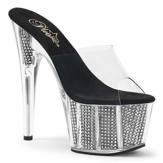 Pleaser Mules ADORE-701SRS Trasparente/Nero Strass EU-35 / US-5