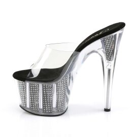Pleaser Mules ADORE-701SRS Trasparente/Nero Strass EU-37 / US-7