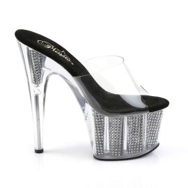 Pleaser Mules ADORE-701SRS Trasparente/Nero Strass EU-37 / US-7