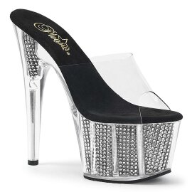 Pleaser Mules ADORE-701SRS Trasparente/Nero Strass EU-38...