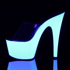 Pleaser Mules ADORE-701UV Trasparente/Bianco Neon EU-41 / US-11