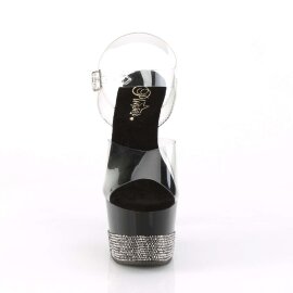 Pleaser Sandali ADORE-708-3 Trasparente/Nero-Strass Peltro EU-41 / US-11