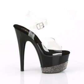Pleaser Sandali ADORE-708-3 Trasparente/Nero-Strass Peltro EU-41 / US-11