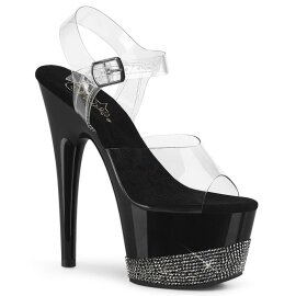 Pleaser Sandali ADORE-708-3 Trasparente/Nero-Strass...