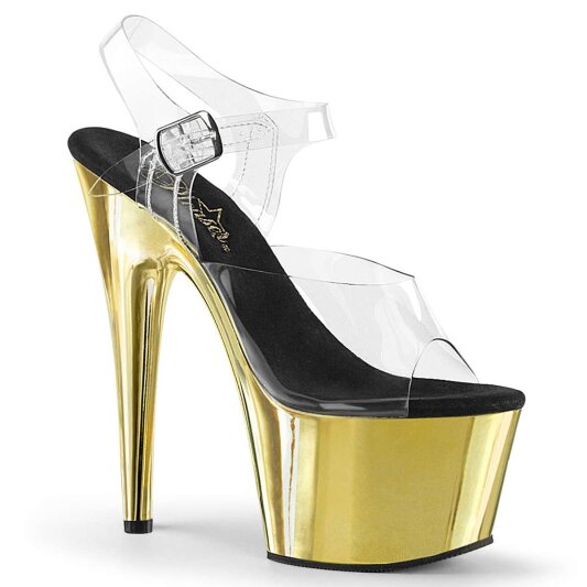 Pleaser Sandali ADORE-708 Trasparente/Dorato Cromato EU-35 / US-5