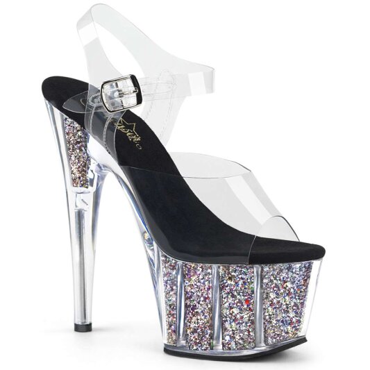 Pleaser Sandali ADORE-708CG Trasparente/Argento Multi Glitter EU-35 / US-5