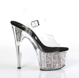 Pleaser Sandali ADORE-708CG Trasparente/Argento Multi Glitter EU-35 / US-5