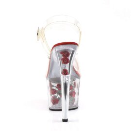 Pleaser Sandali ADORE-708FL Trasparente/Fiori Rossi EU-37 / US-7