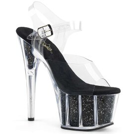 Pleaser Sandali ADORE-708G Trasparente/Nero Glitter EU-35...