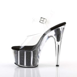 Pleaser Sandali ADORE-708G Trasparente/Nero Glitter EU-35 / US-5