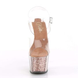 Pleaser Sandali ADORE-708G Trasparente/Dorato Rosa Glitter EU-41 / US-11