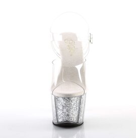 Pleaser Sandali ADORE-708G Trasparente/Argento Inserti Glitter EU-35 / US-5