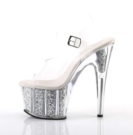 Pleaser Sandali ADORE-708G Trasparente/Argento Inserti Glitter EU-35 / US-5