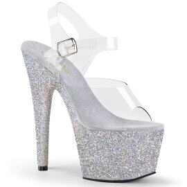 Pleaser Sandali ADORE-708HMG Trasparente/Argento Multi Glitter EU-35 / US-5