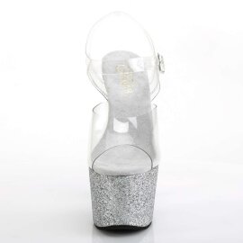 Pleaser Sandali ADORE-708HMG Trasparente/Argento Multi Glitter EU-35 / US-5