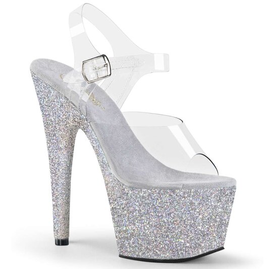 Pleaser Sandali ADORE-708HMG Trasparente/Argento Multi Glitter EU-38 / US-8