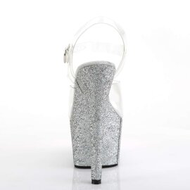 Pleaser Sandali ADORE-708HMG Trasparente/Argento Multi Glitter EU-38 / US-8