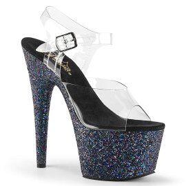 Pleaser Sandali ADORE-708LG Trasparente/Nero Strass EU-35 / US-5