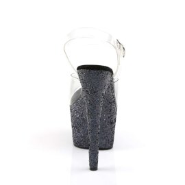 Pleaser Sandali ADORE-708LG Trasparente/Nero Strass EU-35 / US-5