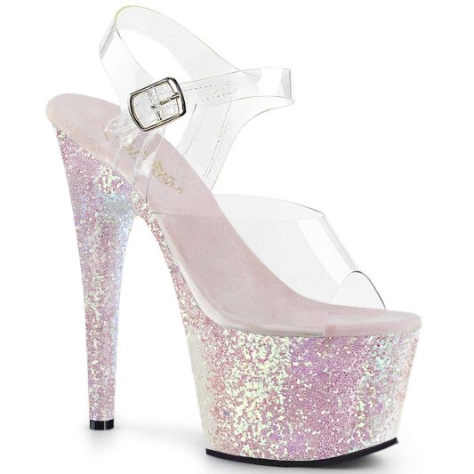 Pleaser Sandali ADORE-708LG Trasparente/Opale Multi Glitter EU-35 / US-5