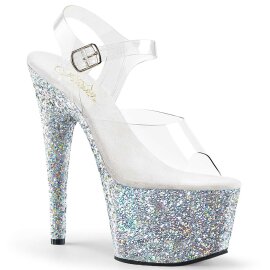 Pleaser Sandali ADORE-708LG Trasparente/Argento Multi Glitter EU-35 / US-5