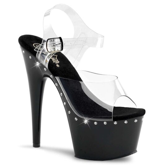 Pleaser Sandali ADORE-708LS Trasparente/Nero EU-35 / US-5