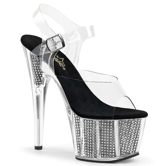 Pleaser Sandali ADORE-708SRS Trasparente/Nero Strass EU-35 / US-5