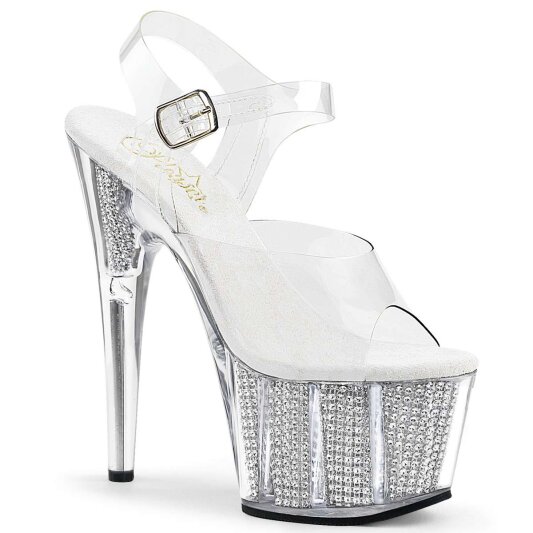 Pleaser Sandali ADORE-708SRS Trasparente/Argento Strass EU-41 / US-11