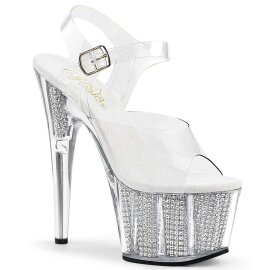 Pleaser Sandali ADORE-708SRS Trasparente/Argento Strass EU-41 / US-11