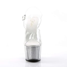 Pleaser Sandali ADORE-708SRS Trasparente/Argento Strass EU-41 / US-11