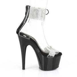 Pleaser ADORE-727RS Sandali con Plateau Strass Trasparente Nero EU-39 / US-9 B-Stock