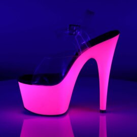 Pleaser Sandali ADORE-708UV Trasparente/Rosa-Neon EU-41 / US-11