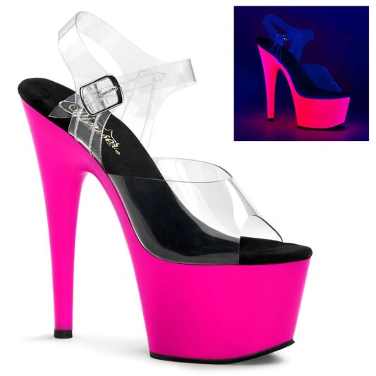 Pleaser Sandali ADORE-708UV Trasparente/Rosa-Neon EU-38 / US-8