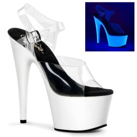 Pleaser Sandali ADORE-708UV Trasparente/Bianco Neon EU-38...