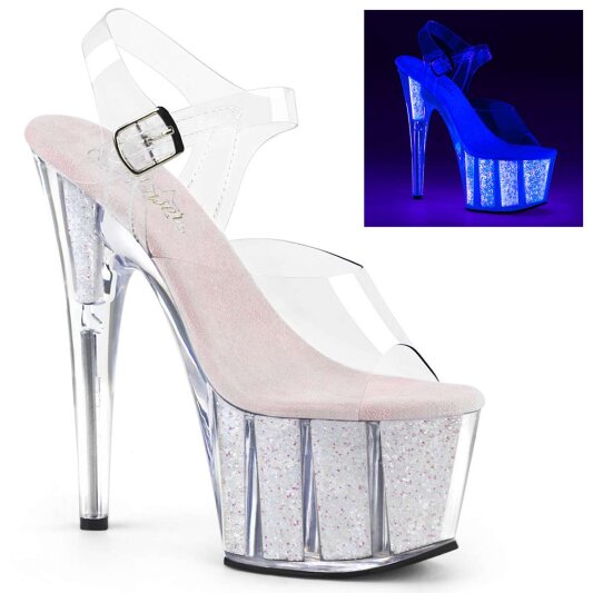 Pleaser Sandali ADORE-708UVG Trasparente/Neon Opale Glitter EU-35 / US-5
