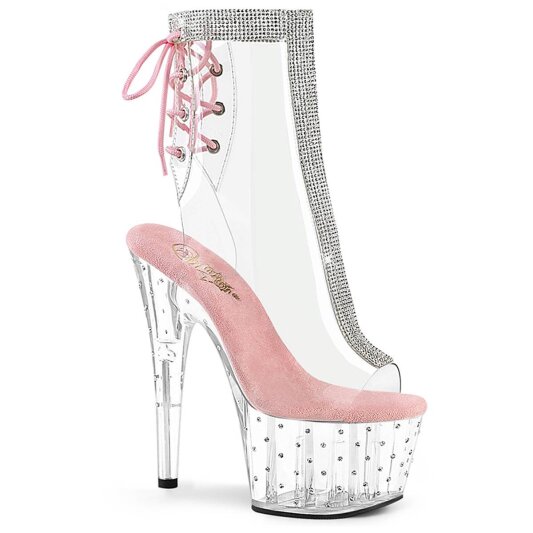 Pleaser STARDUST-1018C-2RS Stivaletti con Plateau Trasparente Rosa EU-35 / US-5
