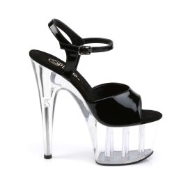 Pleaser Sandali ADORE-709 Vernice Nero/Trasparente EU-37 / US-7