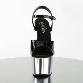 Pleaser Sandali ADORE-709 Vernice Nero/Argento Cromato EU-35 / US-5