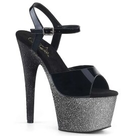 Pleaser Sandali ADORE-709OMBRE Vernice Nero/Argento-Nero...