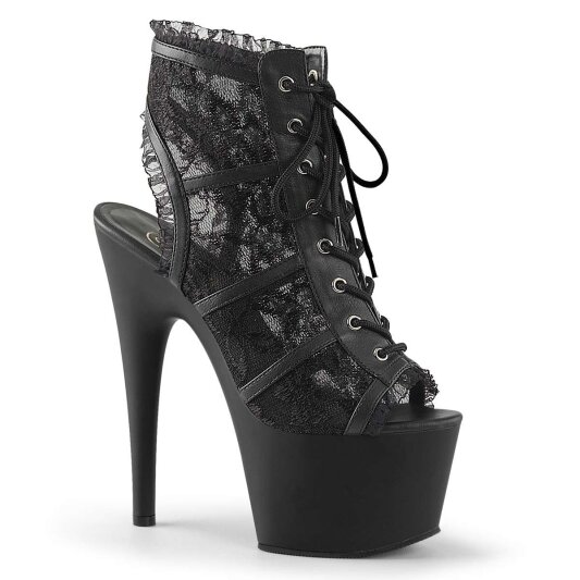 Pleaser ADORE-796LC Stivaletti - Pizzo Nero/Nero Opaco EU-40 / US-10