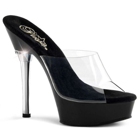 Pleaser Mules ALLURE-601 Trasparente/Nero EU-35 / US-5