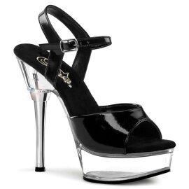 Pleaser Sandali ALLURE-609 Vernice Nero/Trasparente EU-39...